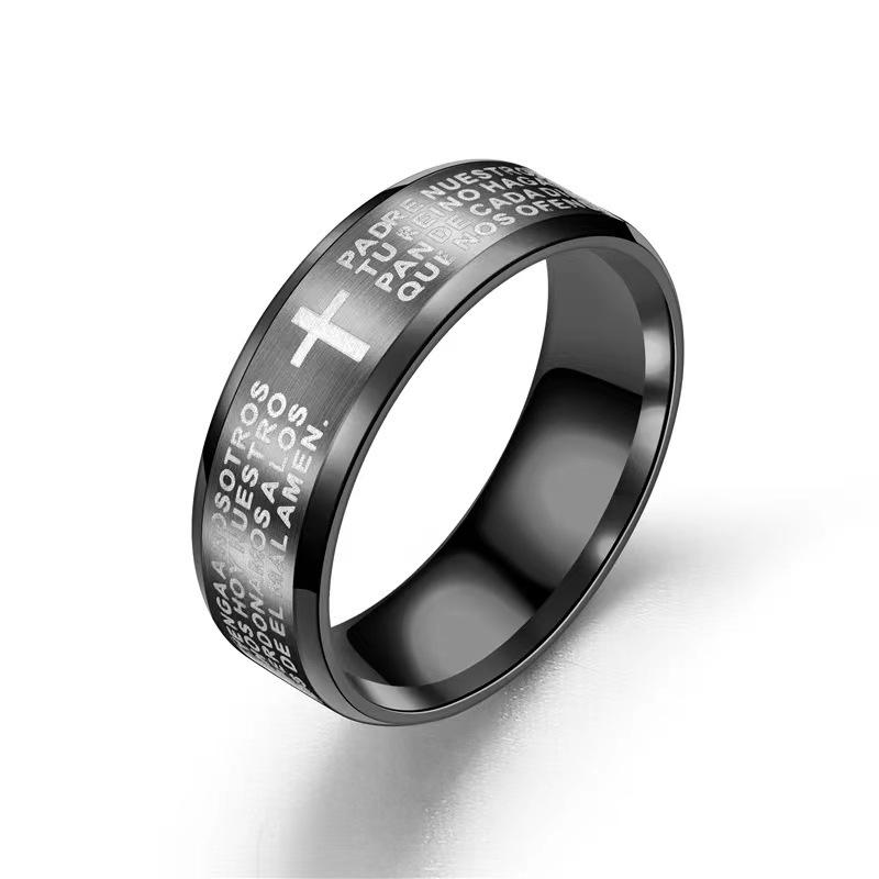 1Pcs Stainless steel men's and women's simple finger rings with engraved words Stainless steel rings