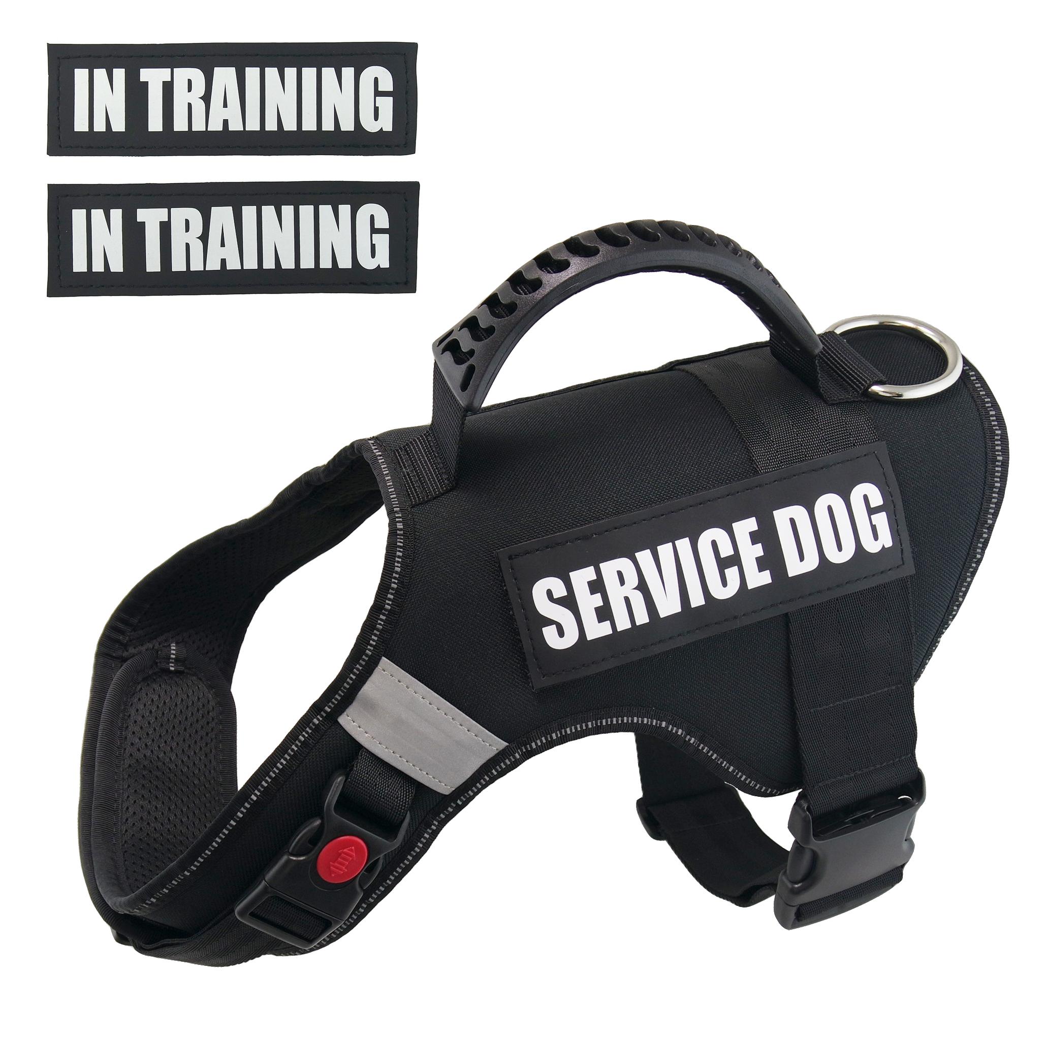 Militärischer Stil Nylon Haustiergeschirr, Camouflage Hundegeschirr, Reflektierende Aufnäher, Hundehalsband, No-Pull Gummigriff (Black,XS  Chest 16-21in) schwarz