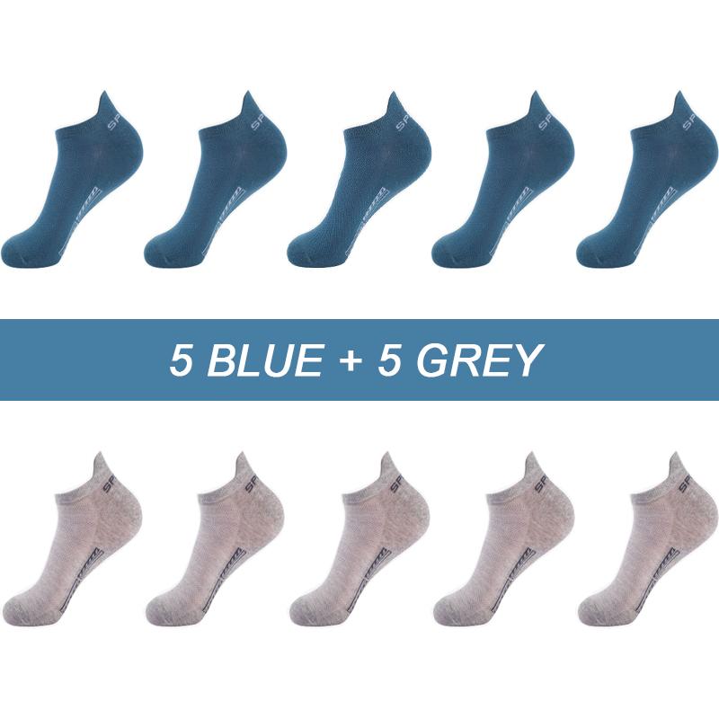 10 Pairs High Quality Men Socks Breathable Cotton Sports Boat Sock Mesh Casual Athletic Summer Thin Cut Short Sokken Size 38-45