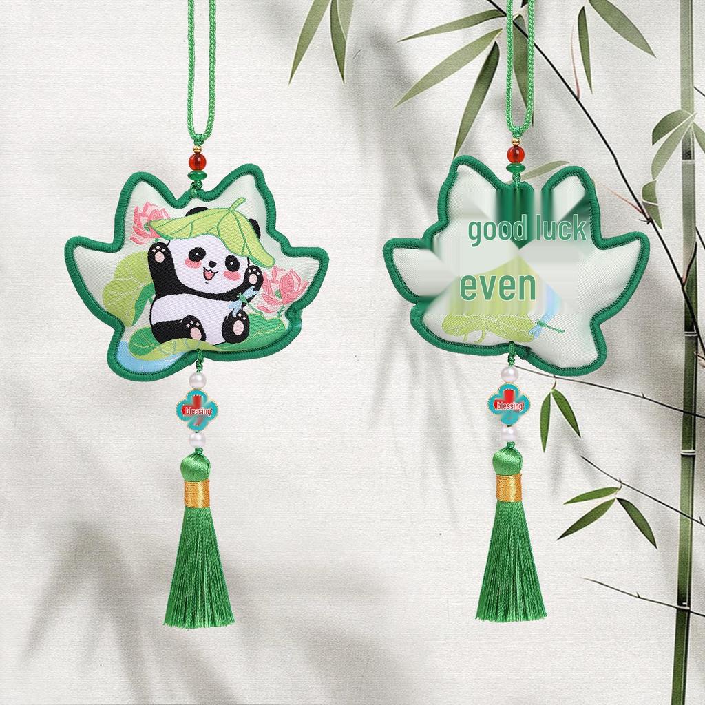 Panda Double-Sided Sachet Ornament - Dragon Boat Festival Embroidered Lucky Bag for Car or Hanfu.