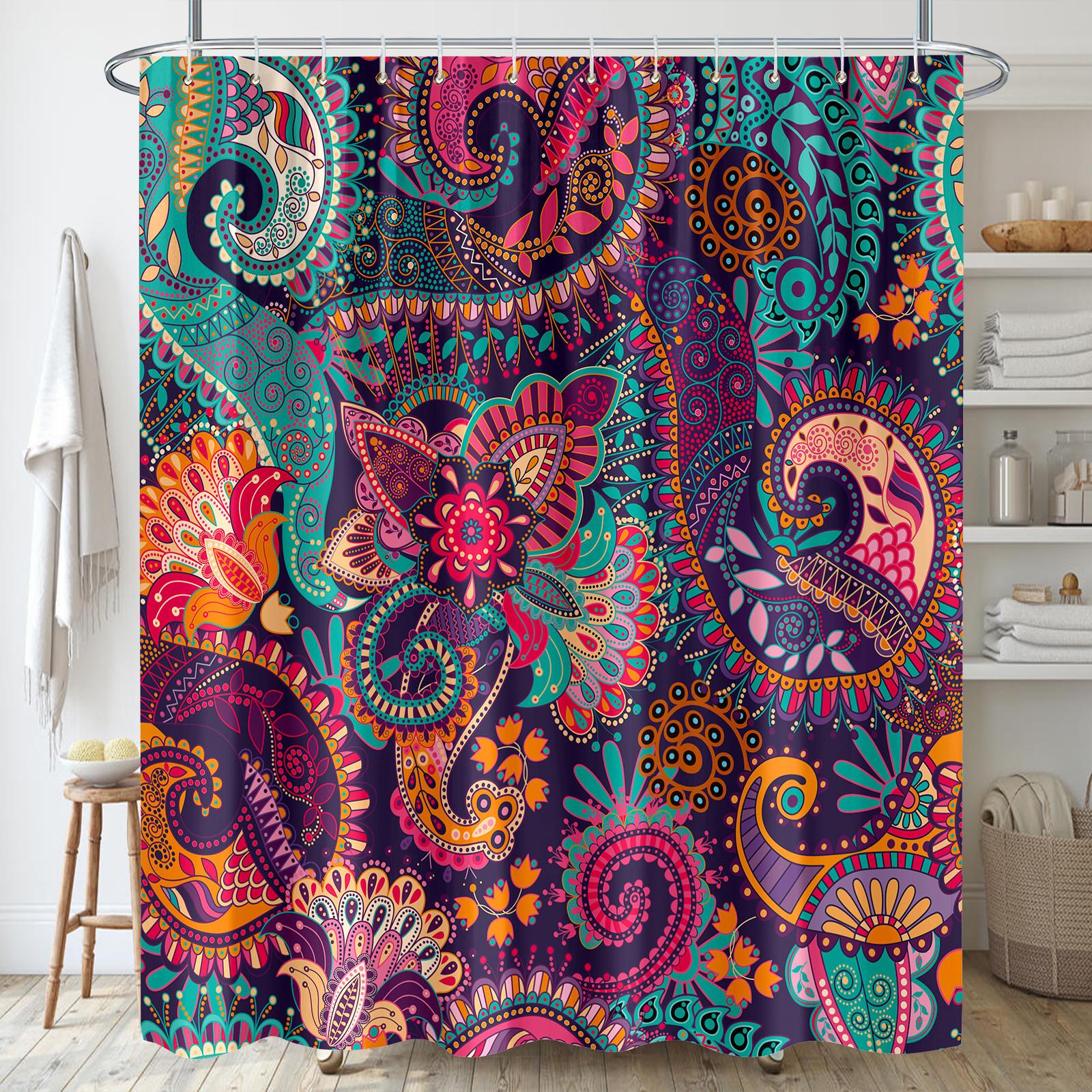 

Bohemian Mandala Shower Curtain Set - Woven Polyester Fabric, Waterproof, Includes 12 Hooks, Machine Washable W60H190(CM)-1 Pcs