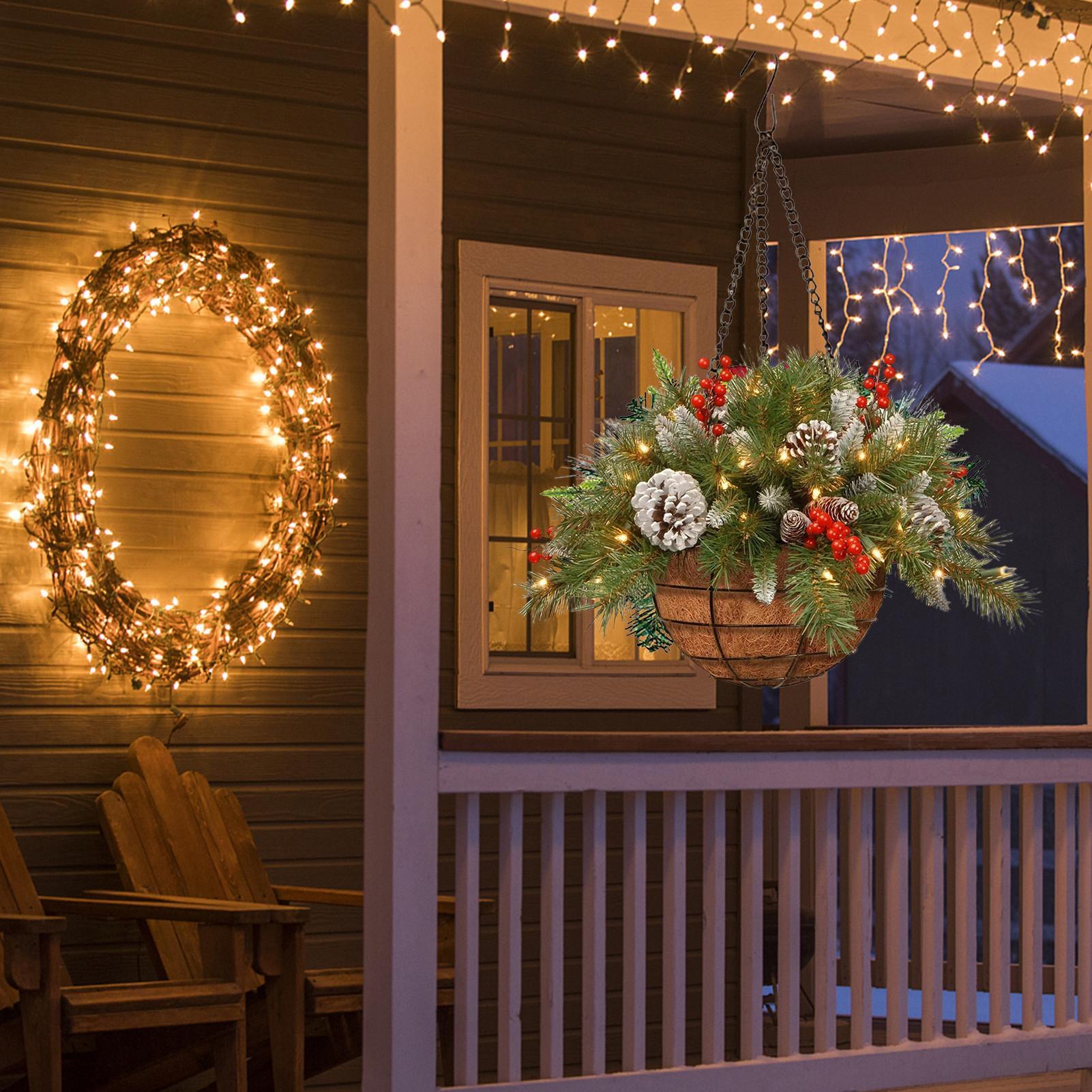 

Christmas Hangable Basket With Lights Home Decor Faux Plant Basket Christmas Decorations Outdoor For Home Decor Party Holiday China Mainland