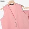 ZANZEA Women Sleeveless Vest Tops and Long Pants Casual Two Piece Suit Sets