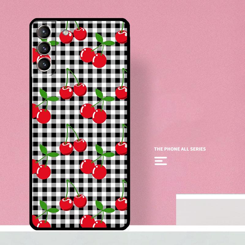 Cherry Pattern Phone Case For Samsung Galaxy S24 S26 Ultra S20 S21 S22 S23 S25 Plus S10 S25 FE Cover Coque