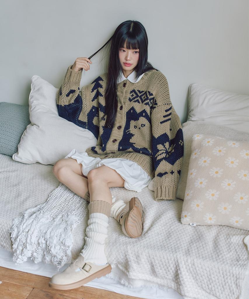 LMR Schannony Heavy Nordic Cardigan Beige