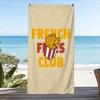Funny French Fries Club Beach Towel Waterproof Novelty Summer Pool Mat Beach Resort Travel Accessory