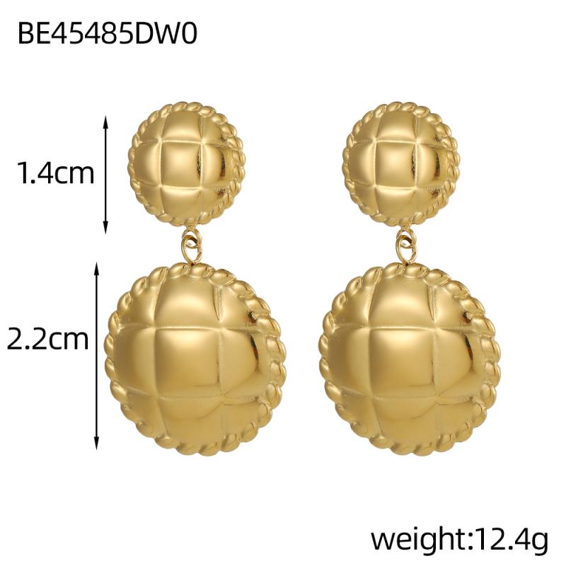 CARLIDANA Fashion Jewelry Retro Star Heart Stud Earrings Round Hammered Pvd Gold Plated Stainless Steel Chunky Drop Earrings