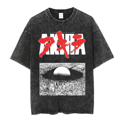 T-shirt Vintage Lavaggio Fai Vecchio Anime Giapponese Akira Strada Casual Manica Corta Harajuku Cotone Top Neutro Moda