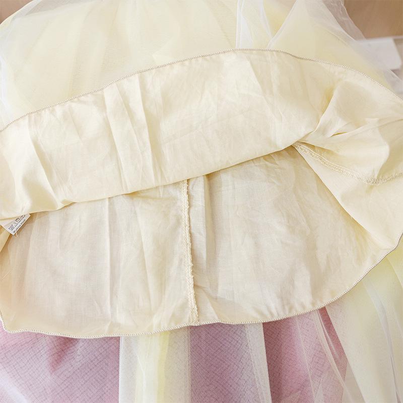 Hot Sale Snow White Princess Puff Sleeve Mesh Cape Lolita Girls Dress