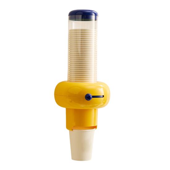 

Диспенсер для бумажных стаканчиков с пылезащитной прозрачной крышкой, большая вместимость, с одноразовыми стаканчиками, портативный контейнер для хранения бумажных стаканчиков жёлтый