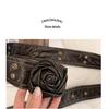 Women's Sexy Retro Rose Waist Chain Belt - Y2K Style Brown Leather Cincher
