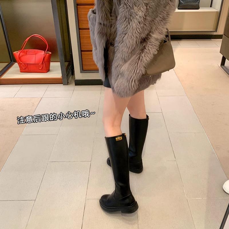 Rear zipper boots women's autumn and winter new models but knee thick-soled thin high boots women's knight boots boots