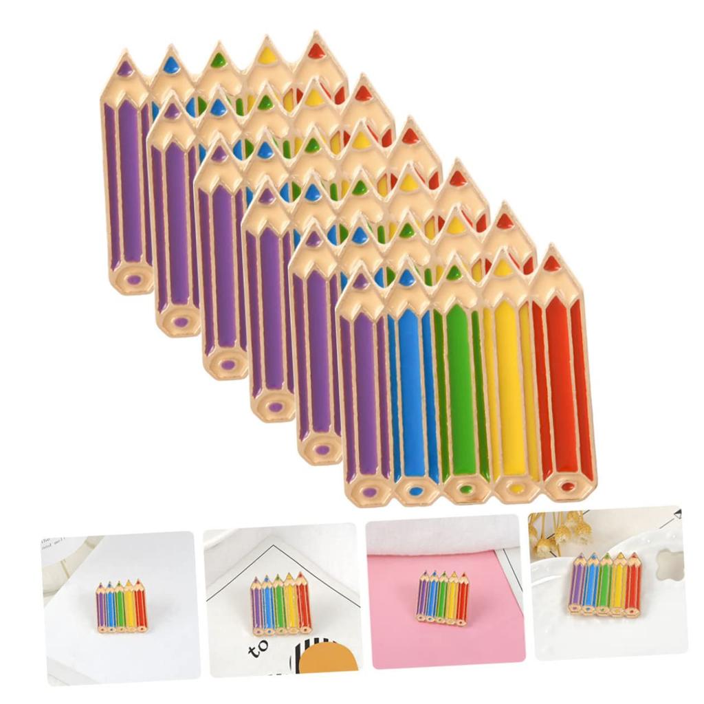 NUOBESTY 12pcs Mini Pencil Brooch LGBT Brooch Pins Rainbow Pencil Enamel Brooch Brooch Jewelry Novel Breastpin Brooch Badge Pen Design Brooch for
