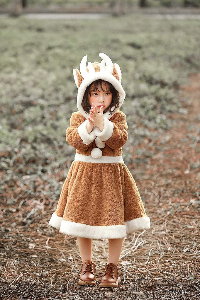 Cute Fluffy Reindeer Cosplay Kigurumi for Reindeer Santa New School Festivals L Girls, Dress, Costume, Parent-Child Outfit, Christmas, Halloween,