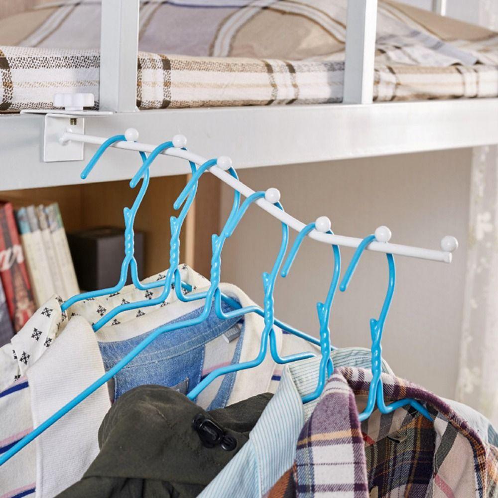 Black/White Wall Mount Clothes Hanger Adjustable Closet Organizer Clothes Storage Hangers Balcony