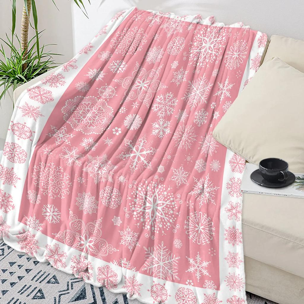 Golden Snowflake Christmas Throw Blanket Soft Plush Warm Sofa Throw Holiday Gift Home Textile