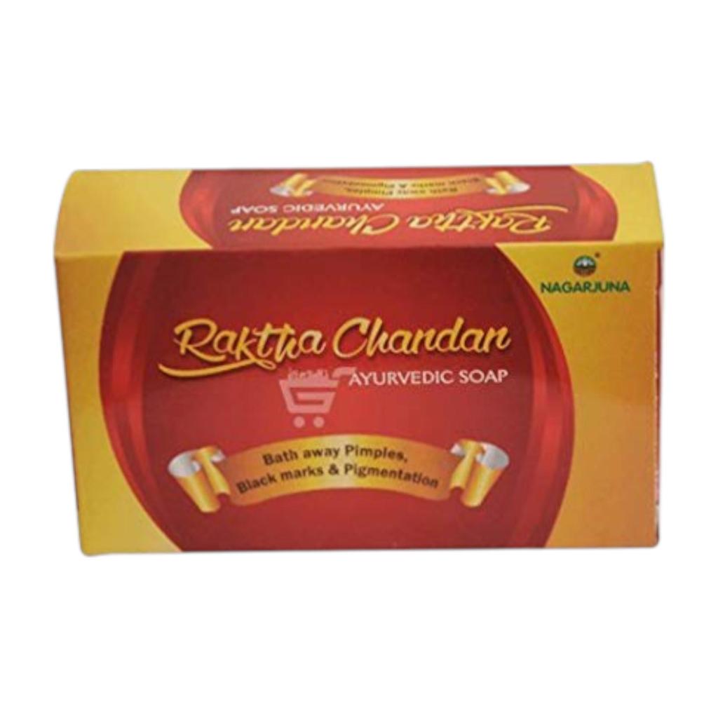 Nagarjuna Sapone Ayurvedico al Sandalo Rosso Detergente Naturale per la Pelle Barra da Bagno Per la Cura Quotidiana Delicata 75 g X Confezione da 4