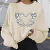 Women's Casual Fashion 2022 Halloween Print Long Sleeve O-Neck Pullover Top
