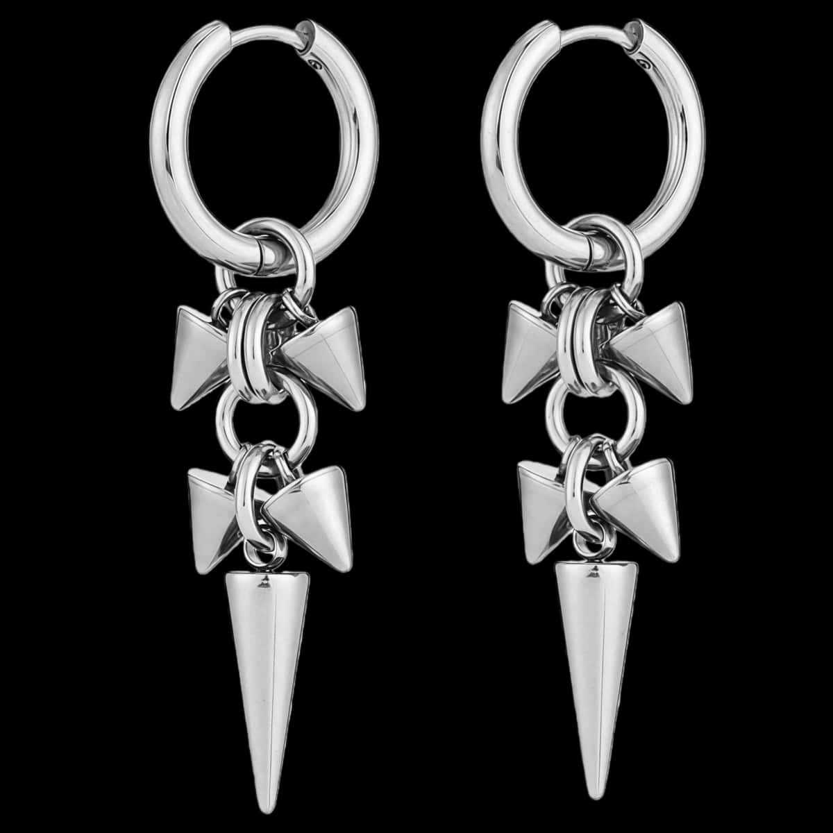 

Creative Personality Sliver Color Stainless Steel Rivet Cone Pendant Hoop Earrings for Men Women Hip-hop Rock Earrings Jewelry