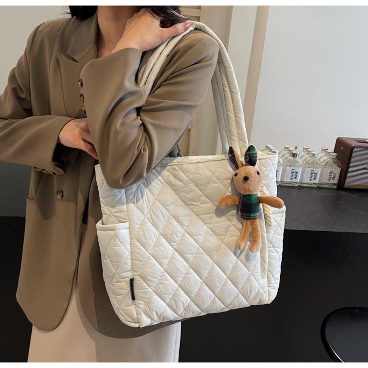 IELGY Ladies Tote Bag Cotton Clothes Large Capacity Commuter Portable Korean Version Fashion One-Shoulder Messenger Bag