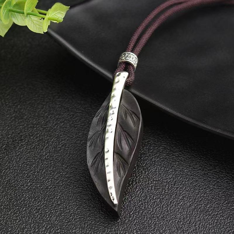 

Ретро литературное и художественное длинное эбеновое ожерелье деревянный кулон женская простая дзен цепочка для свитера хлопок и лен аксессуары