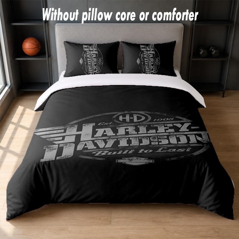 Set Biancheria da Letto Design Harley-Davidson 1 Copripiumino + 2 Federe Morbido Traspirante Biancheria da Letto per la Casa