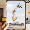 Retro Racing Flag Metal Sign Vintage Car Wall Art for Garage Decor PreDrilled Tin Plaque Z35705
