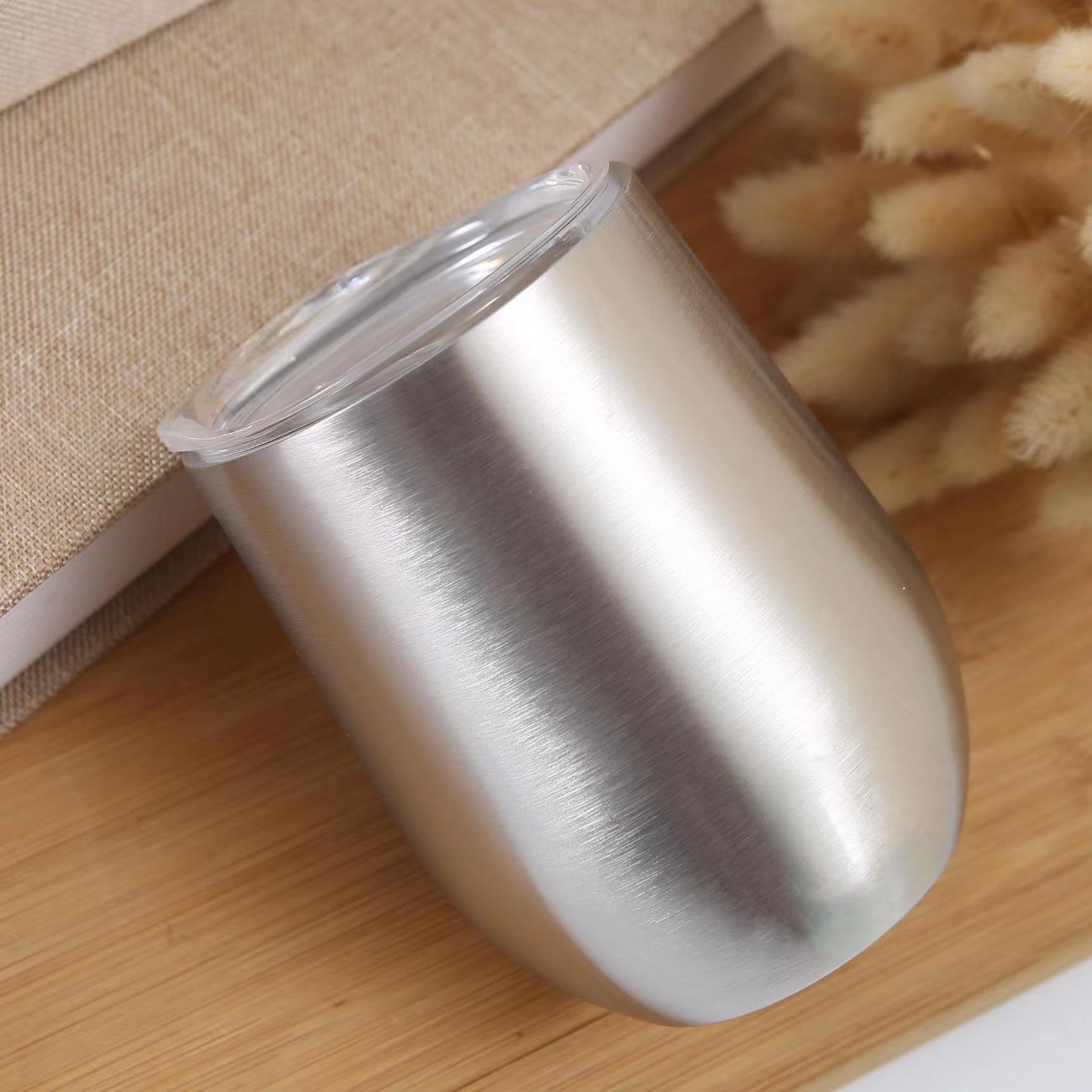 

Чашка из яичной скорлупы, U-образная чашка из нержавеющей стали, двойная вакуумная пузатая чашка для красного вина, подарок 12oz серый