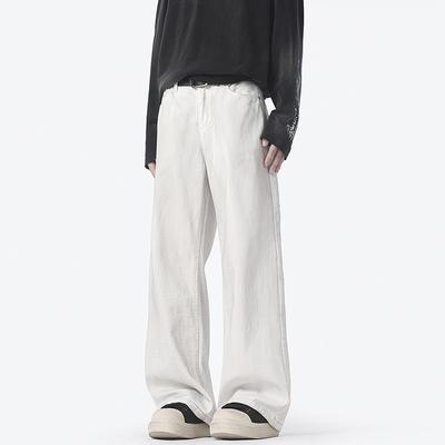 White Old Jeans Men's Commute American Versatile Wide-leg Casual Trousers