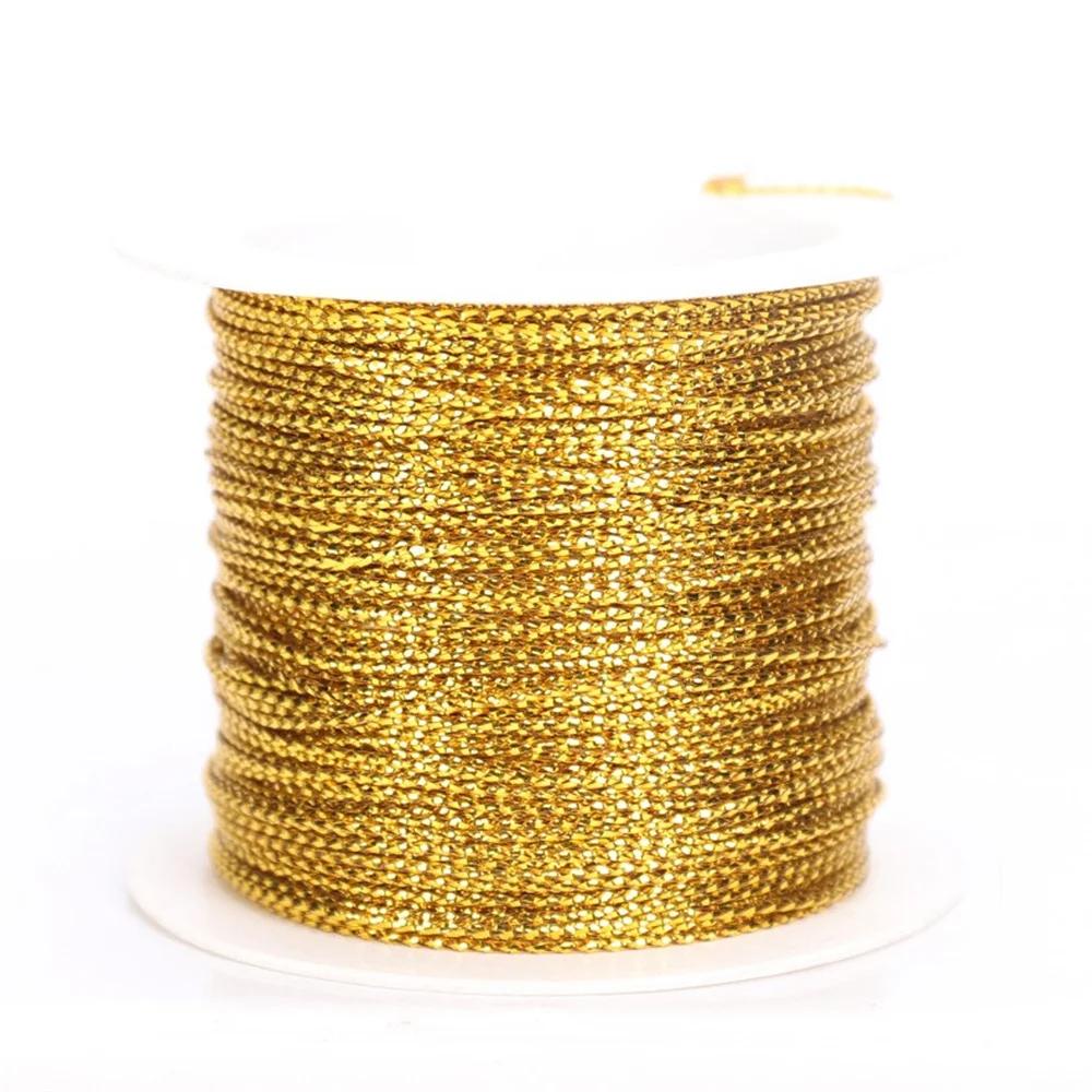 Meters Gold Silver Red Tag Line Bracelet Making Tying Rope Metallic Cord Packaging Thread Christmas Strap Ribbon Tinsel String