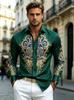 Camicia da Uomo a Maniche Lunghe con Collo Stampa alla Moda Tessuto Morbido Comoda Lussuosa Alta Qualità Abbigliamento per Feste Sociali