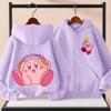 Kirbys Girl Frühling Herbst Jacke Kinderkleidung Cartoon mit Kapuze Sweatshirt Kinderkleidung Personalisierte Mode Niedlich Reißverschluss Mantel