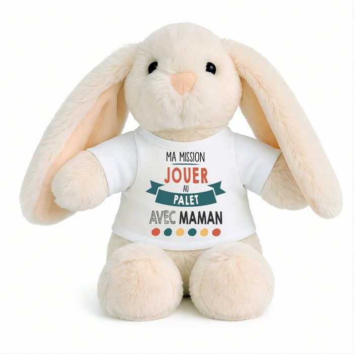 Planetee Peluche Lapin Bébé Doudou Ma Mission Palet Avec Maman cadeau naissance nouveau né fille garçon baby shower