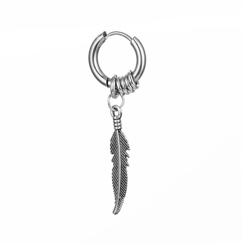 Feather Pendant Ear Clip - High-end Non-ear-hole Earrings for Men, Rugged and Cool Ear Bar Clasp