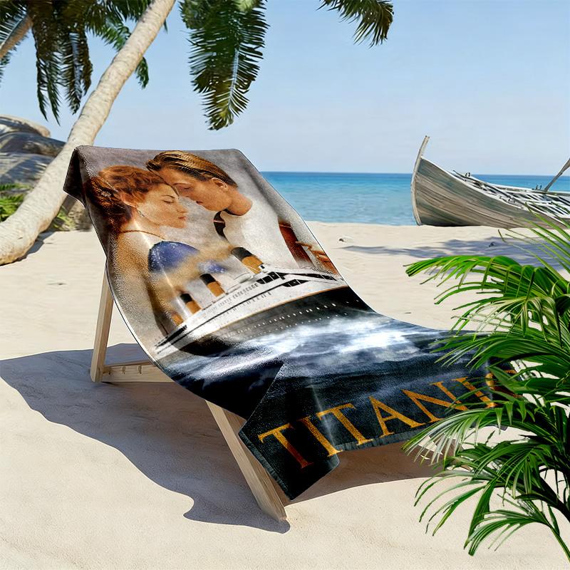 Titanic Print Beach Towel, Large Soft Quick Dry Towel for Beach Camping Swimming