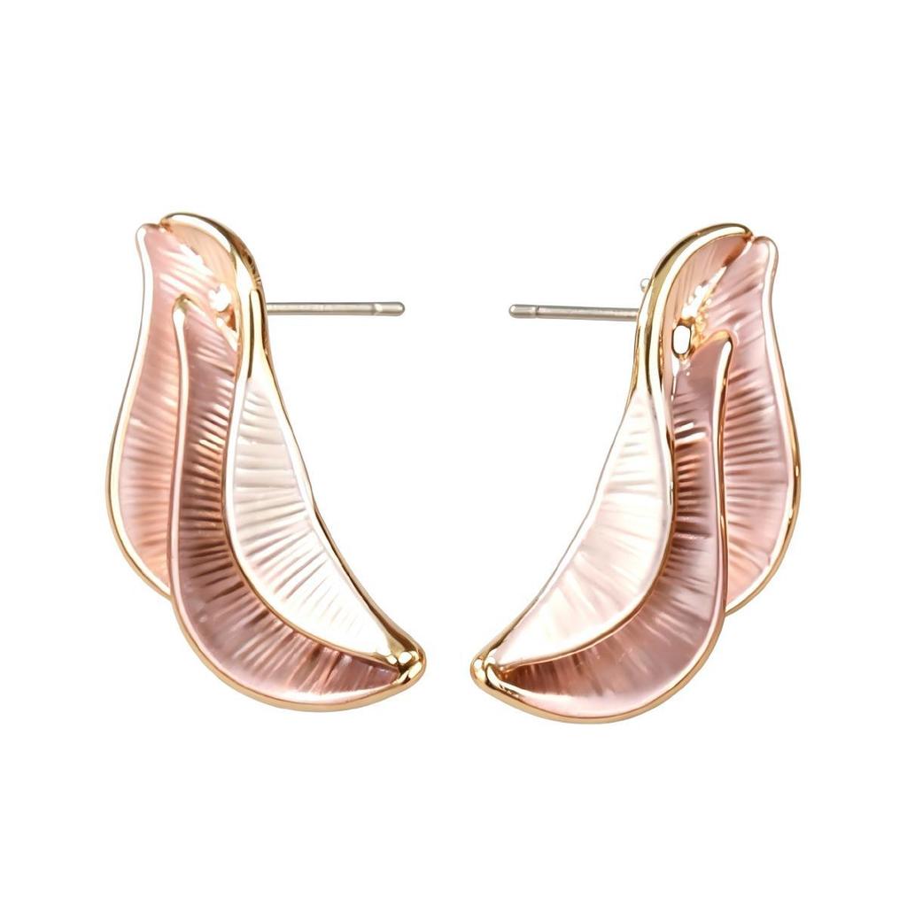 Popular hand-painted Mori feather stud earrings personalized versatile light luxury high-end women's earrings