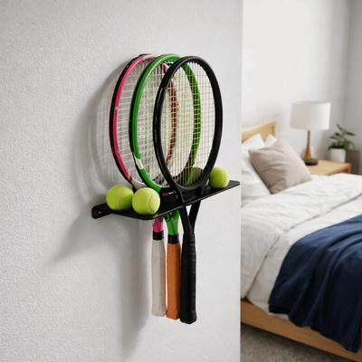 Wall-mounted Sports Ball Storage Rack Space Saving Large Capacity Badminton Racket Storage Rack Iron Tennis Racket Storage Rack