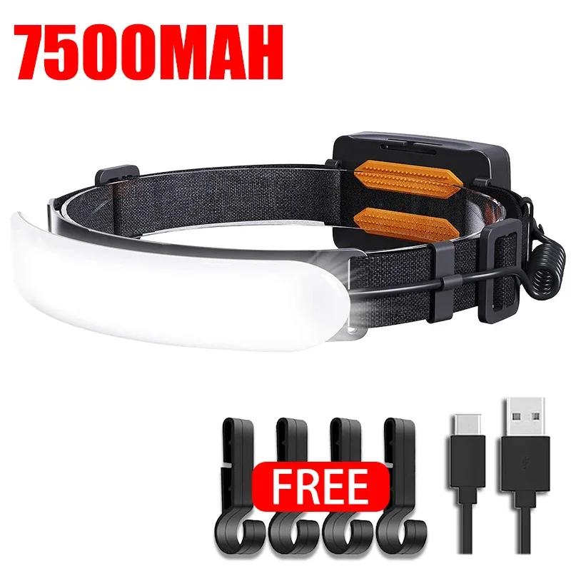 KDULIT 7500Mah Powerful COB LED Headlamp Rechargeable Head Flashlight Camping Light Headlight Led Head Torch for Fishing Lantern