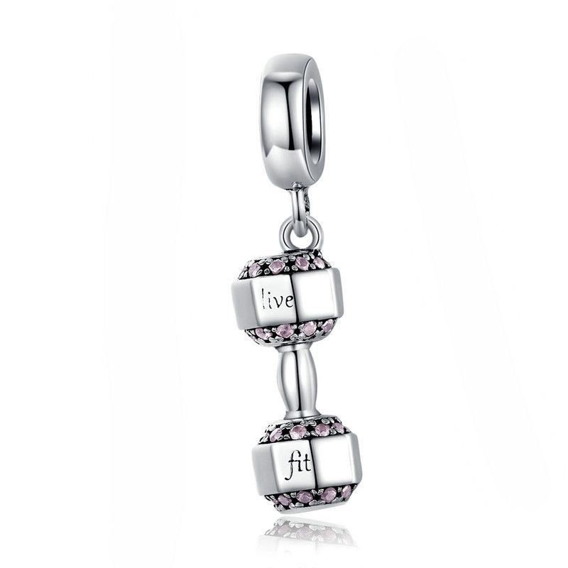 

WOSTU Fashion 925 Silver Dumbbell Fitness Charms Fit Bracelet Pendant Beads Women DIY Necklace Jewelry CQC1340