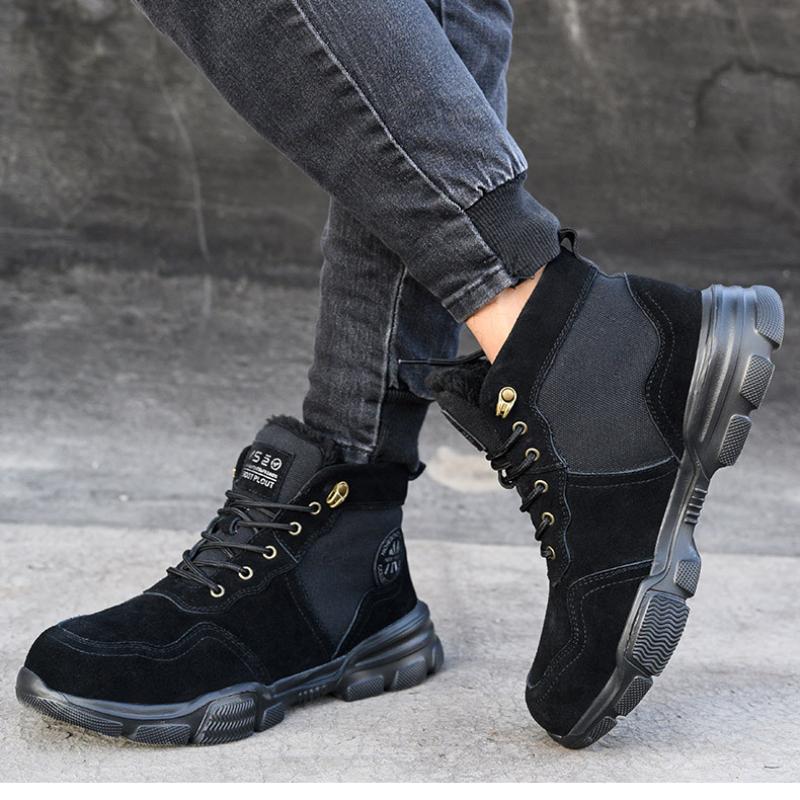 New Autumn and Winter Men's Warm Leather Boots Plus Velvet Thick Men's Non-slip High-top Martin Boots