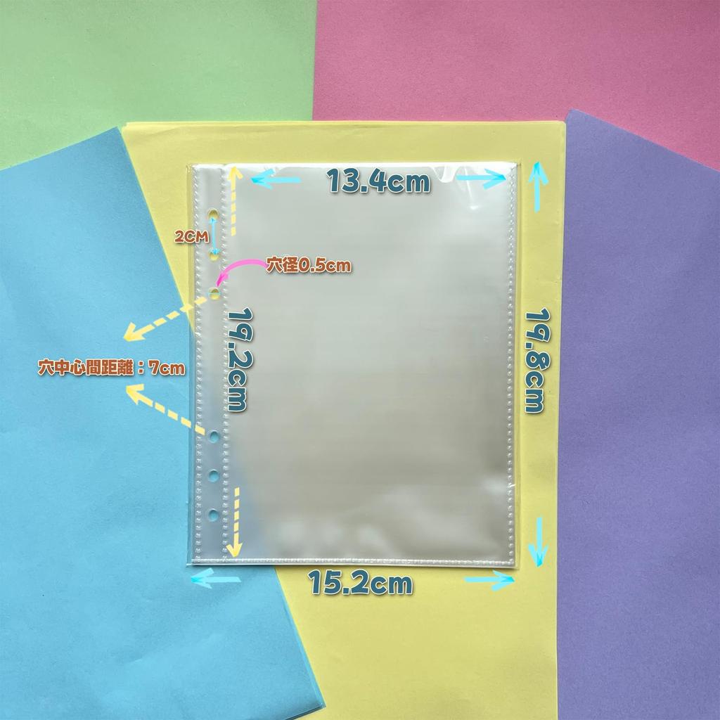 A5 Sticker Album 40 Transparent PP Sheet with Release for Binders and 152 x Clear Sticker Sheet Refill, Sheets, Mini, 6-Hole, Liner, Notebooks, 198mm,