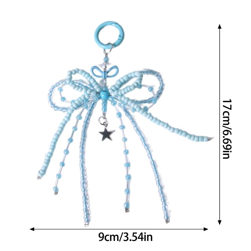 Multifunctional Beaded Keychain Stylish Bag Charm Beaded Bowknot Bag Pendant Stylish Key Adornment Beaded Keychain