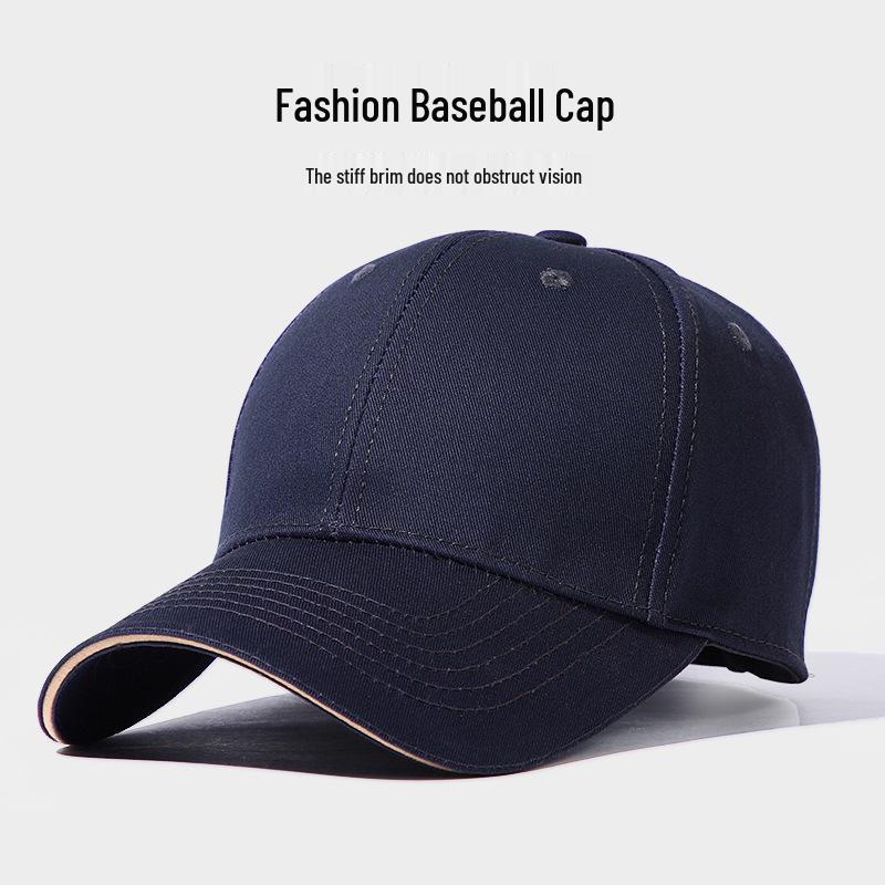 

Men s Large Head Pure Cotton Duckbill Baseball Cap - Sun Protection, Slimming Effect, Spring/Summer Outdoor Hat Adjustable темно-синий