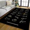 Formula One World Championship Track Map Themed Antislip Durable Polyester Home Decorative Large Size Logo Design Durable Floor Mat For Living Room