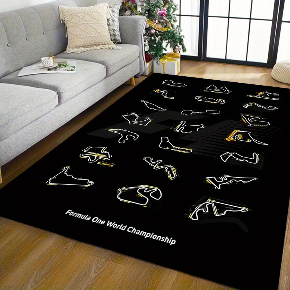 Formula One World Championship Track Map Themed Antislip Durable Polyester Home Decorative Large Size Logo Design Durable Floor Mat For Living Room