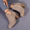 Fashion Wide Width Ankle Boots for Women Plus Size Boots for Women Pointed Toe Chunky Heel Boots Botas Altas Para Mujer EnvíO Gratis