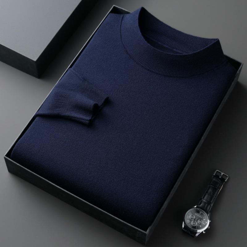 Men S Casual Loose Half Turtleneck Long Sleeve Knit Sweater For Spring Autumn