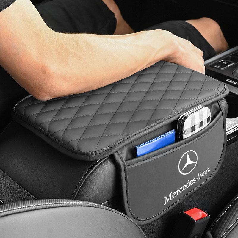 Leather Car Armrest Mat Tissue Boxes Height Pad Armrest Box For Mercedes Benz AMG W204 W203 W212 W211 W124 W210 GLC GLE E CLA GLA W205 W211 W213