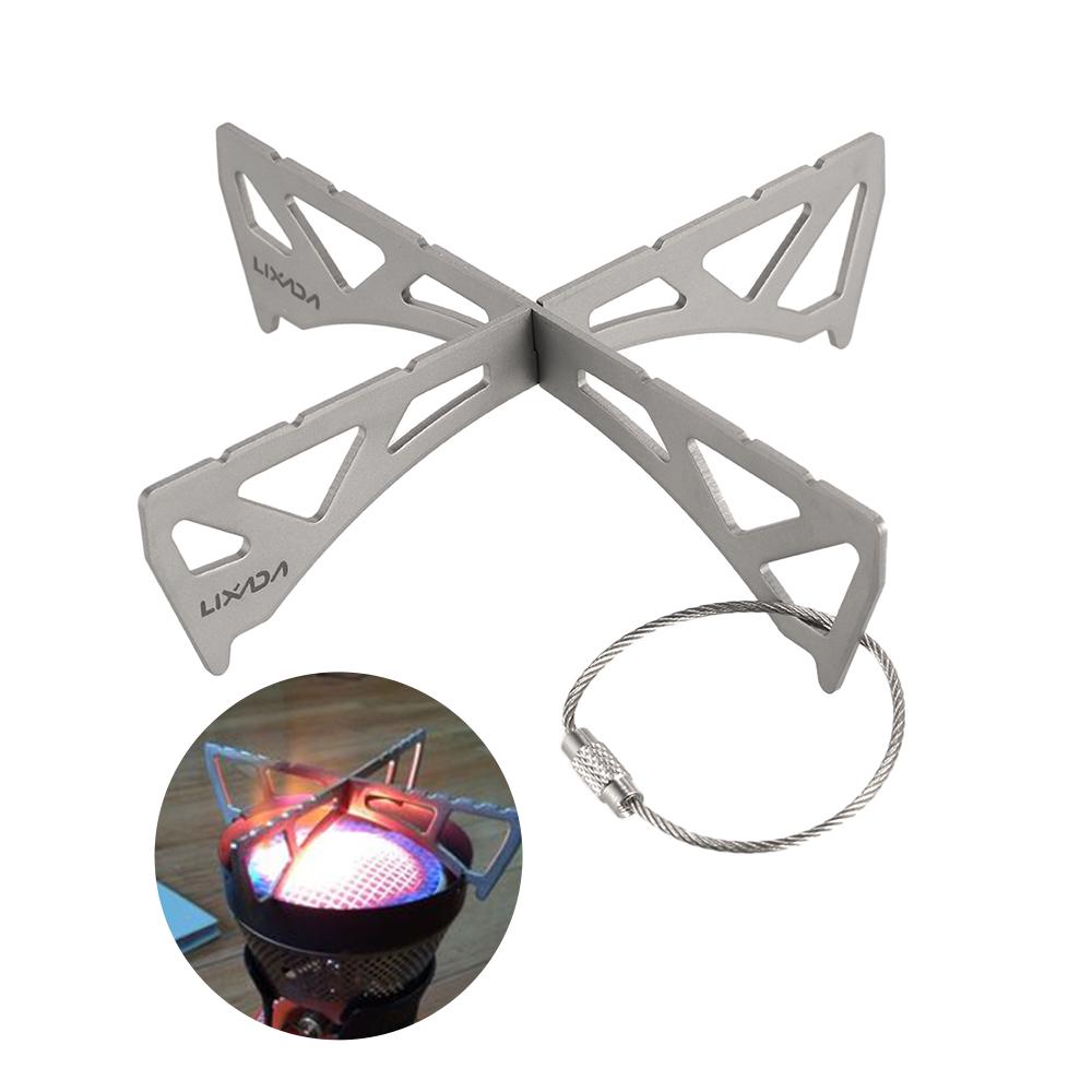 Lixada Outdoor Portable Mini Stove Rack Titanium/Stainless Steel Cross Stand Stove Bracket Pot Rack Steaming Rack for Reactor