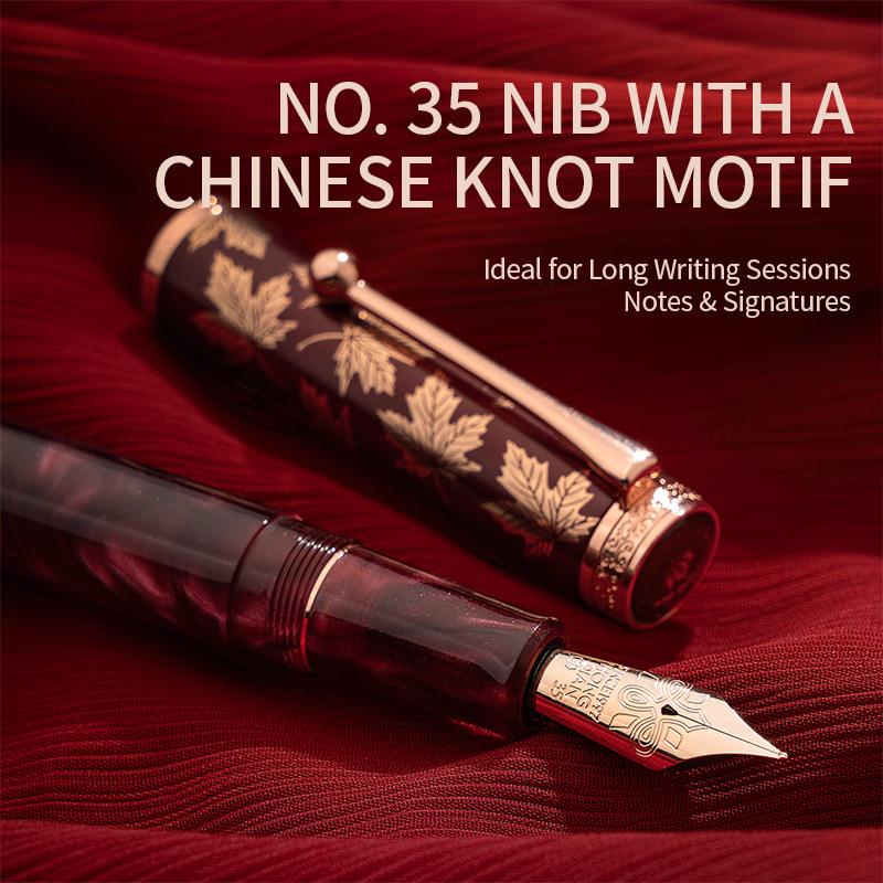 LT Hongdian N8S Red Maple Pen Season Limited High-grade Retro Light Acrylic Resin Fountain Pen
